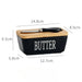 Ceramic Butter & Cheese Storage Box with Bamboo Lid and Knife — 14.8×8.5×6cm