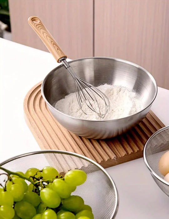 3-Piece Stainless Steel Mixing Bowl Set with Measurement Marks – Thick & Rust-Resistant