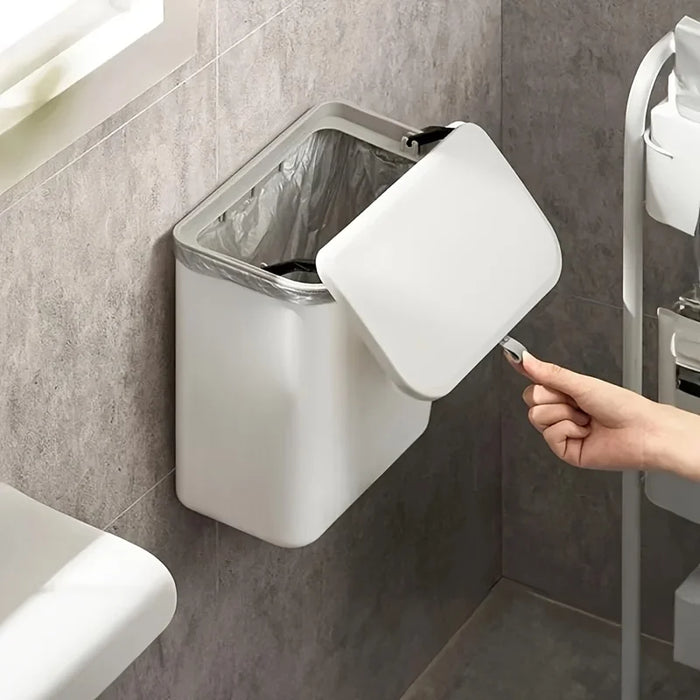 Space-Saving Wall-Mounted Kitchen Bin — Durable Plastic, White or Yellow