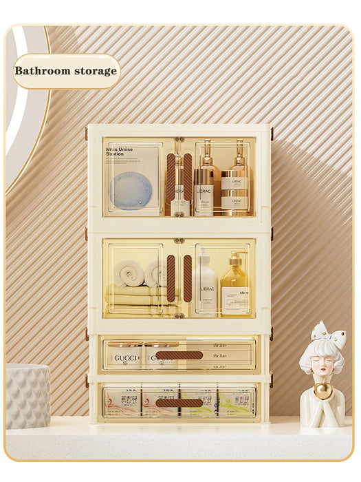 Foldable Transparent Drawer Cosmetic Organiser — Dustproof Multi‑Layer Makeup Storage