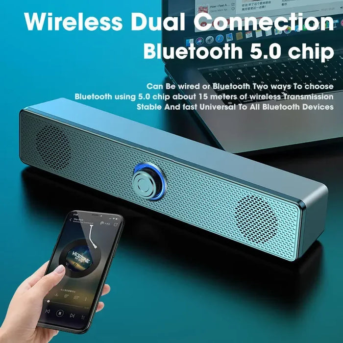 PC Soundbar with Bluetooth & Wired AUX — USB‑Powered Speaker for TV, Laptop & Gaming