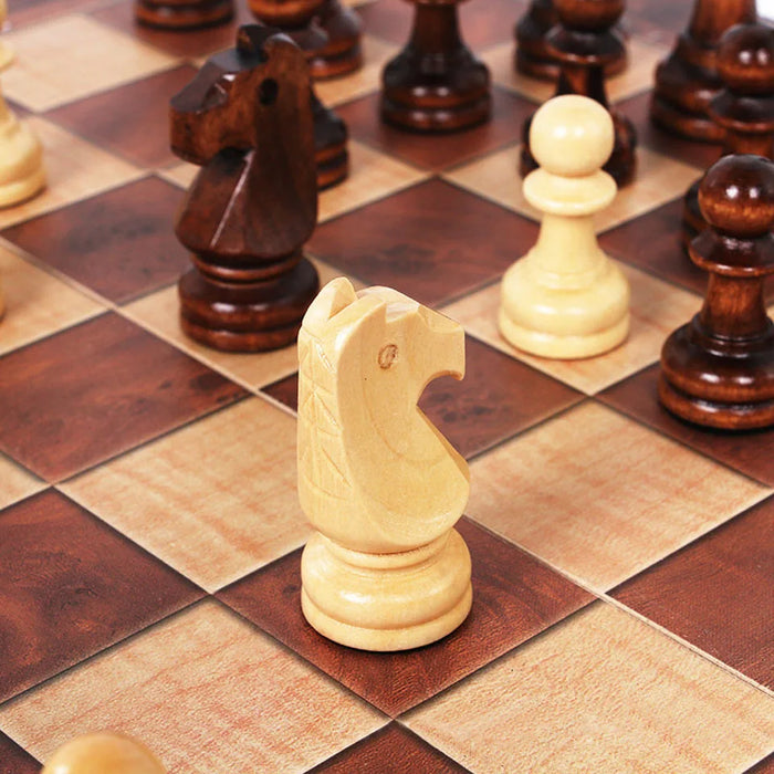 3-in-1 Folding Wooden Chess Board – Portable Chess, Checkers & Backgammon (24cm)