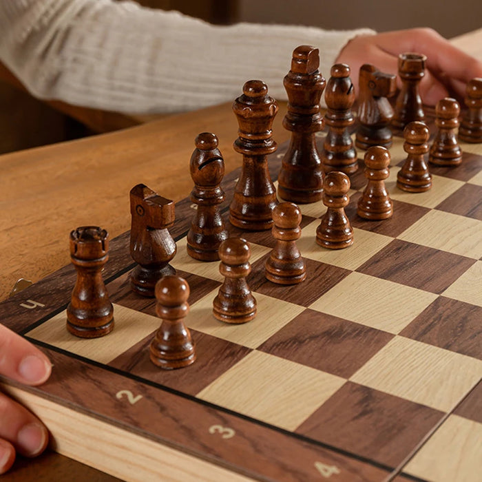 Magnetic Foldable Solid Wood Chess Set — Portable & Educational, Ages 14+