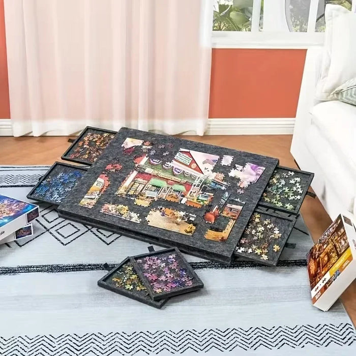 Tilting Puzzle Board with Stand and Cover — Portable 1000‑Piece Jigsaw Table with 6 Drawers