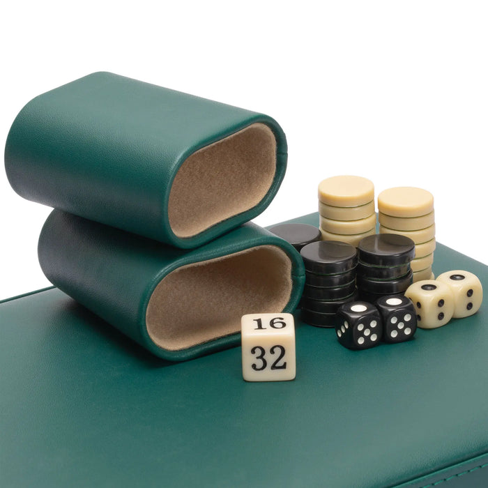 Travel Chess & Backgammon Set with Acrylic Pieces in Leather Case, 25 x 19 x 6 cm