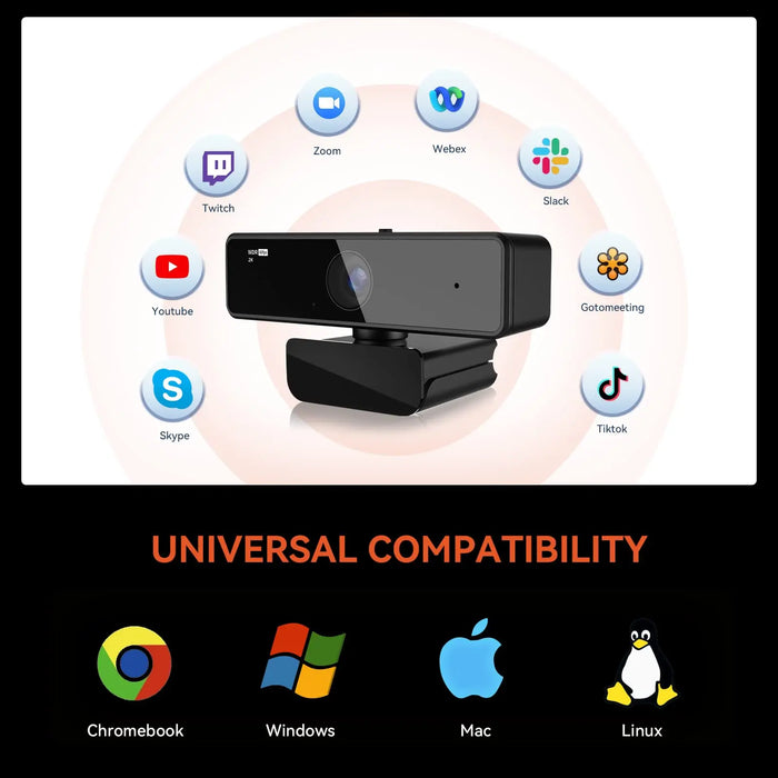 nuroum V11 2K Webcam — 1080p 60FPS, 90° Wide Angle, USB Plug & Play with Mic & Privacy Cover