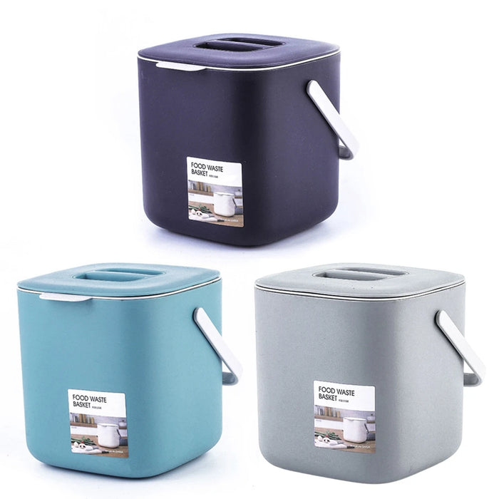 Portable 2-Tier Kitchen Waste Bin with Handle — 4L Compost Drainer