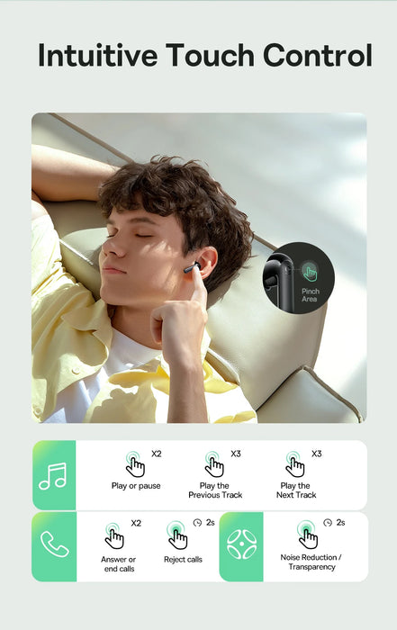 Baseus E Series – ANC True Wireless Earbuds, 12mm SuperBass, Bluetooth 6.0