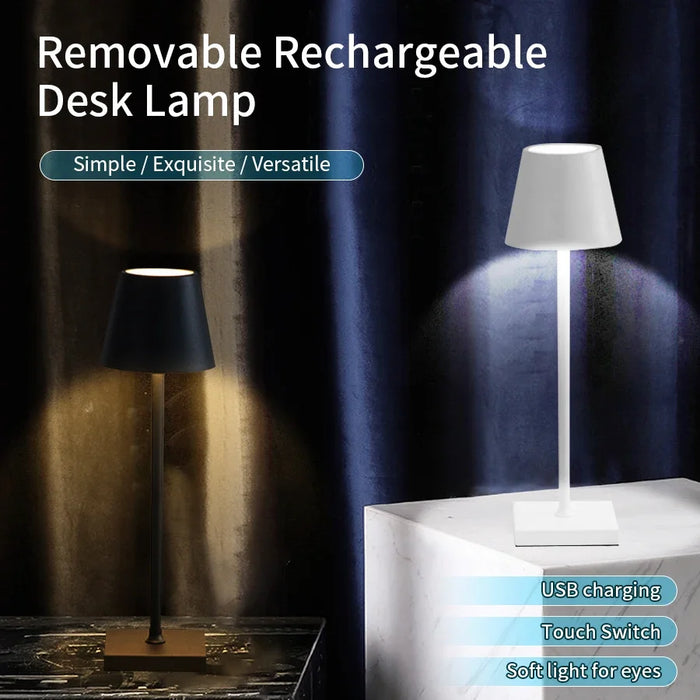 LED Skrivbordslampa - Usb-uppladdningsbar, vattentät, trådlös touch för bar, restaurang, hotellrum - Idealisk belysningslösning för bordets atmosfär inom hotell- och restaurangbranschen