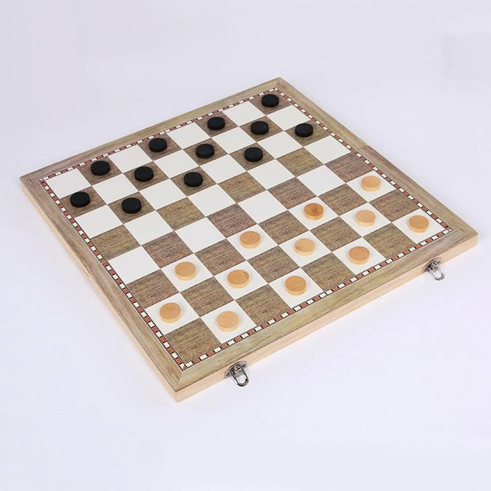 Portable 3‑in‑1 Travel Chess, Checkers & Backgammon Set – Foldable 24 x 24 cm
