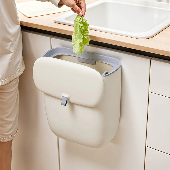 12L Hanging Kitchen & Bathroom Bin with Lid — Door or Wall Mount