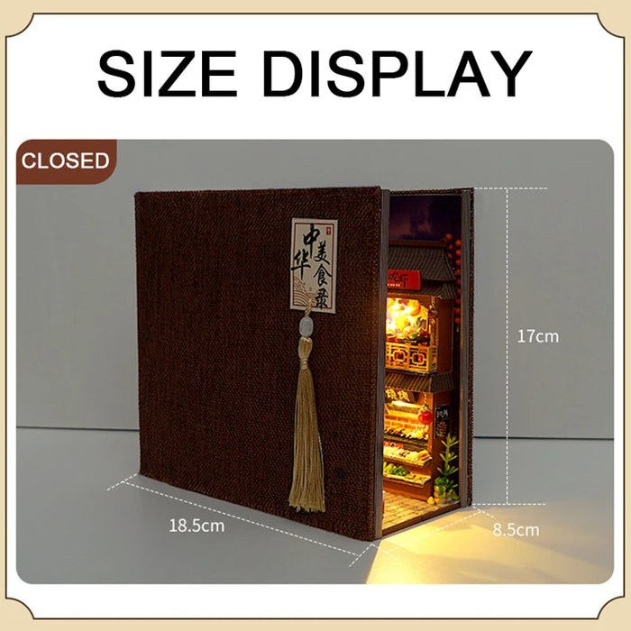 Retro Street-Food Book Nook DIY Wooden Miniature Kit — Shelf Insert