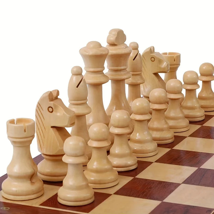 32-Piece Wooden Chess Set with Leather Board — King 110mm (Model 4in)