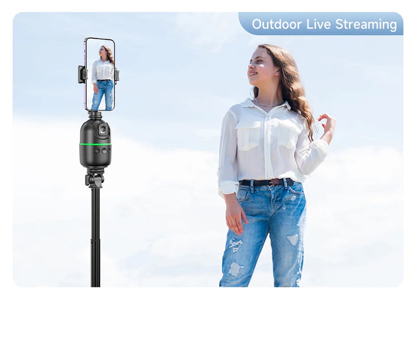 P03 AI 360° Face‑Tracking Selfie Gimbal with Light — Universal Smartphone Stabiliser