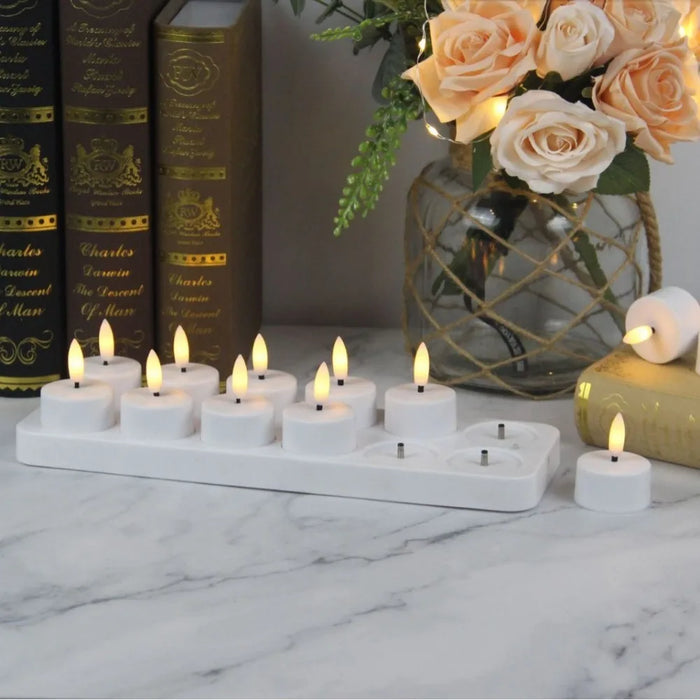 Rechargeable Flameless LED Tea Lights with Remote & Timer — 3D Flicker
