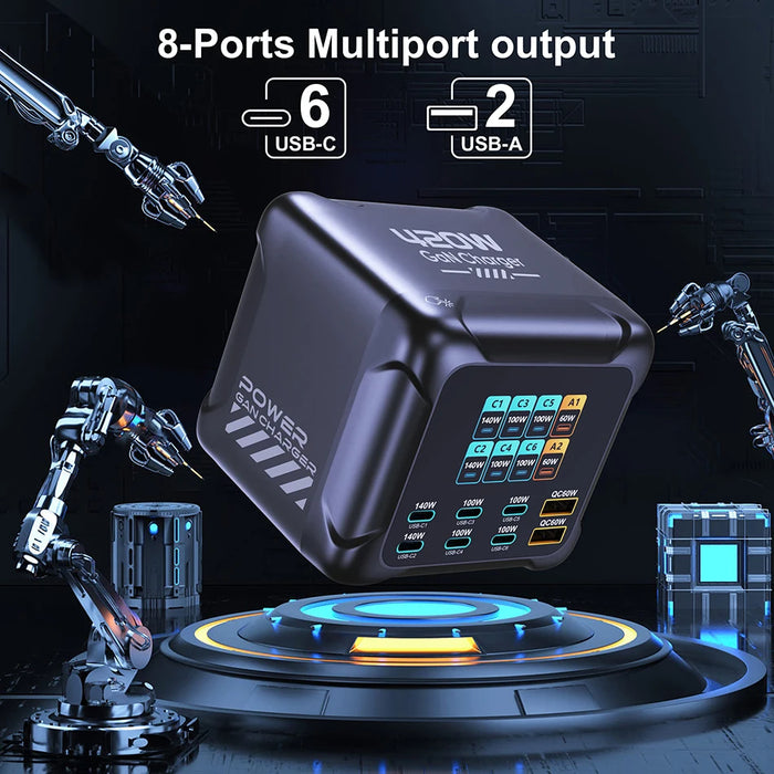 420W GaN PD3.1 PPS Fast Charging Station with Digital Display — up to 140W USB‑C