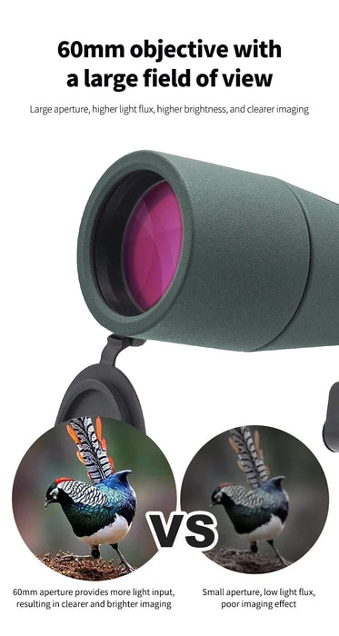 25–75x60 Zoom Spotting Scope — ED Lens & BAK4 Prism for Birdwatching and Outdoors