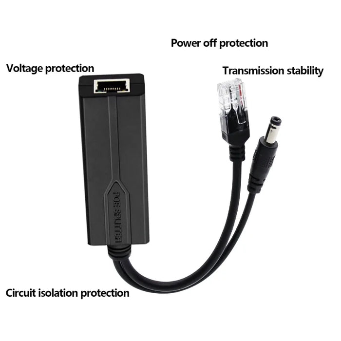 PoE Splitter 48V to 12V/5V IEEE 802.3af Power over Ethernet Adapter (Plug & Play)