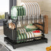Stainless Steel 2-Tier Dish Rack — Fast-Drying & Stain-Free, Heavy-Duty Carbon Steel Frame