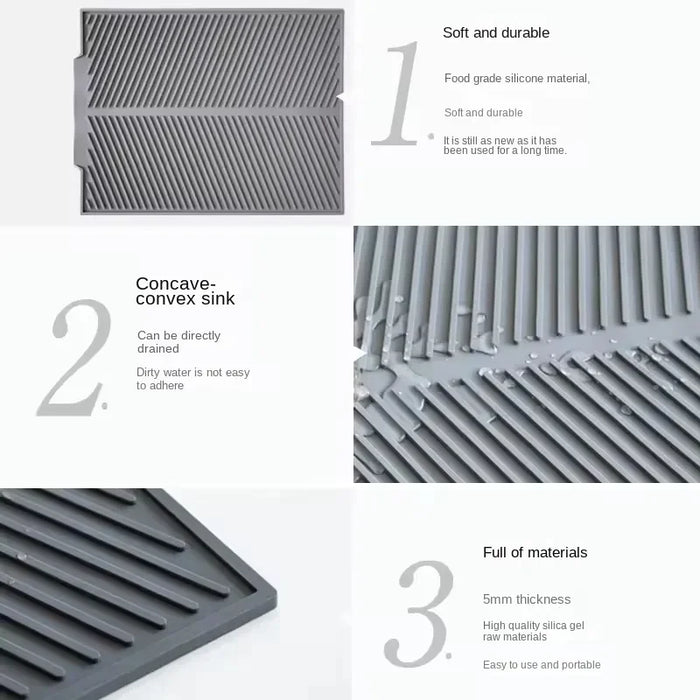 Silicone Drain & Drying Mat – Non‑Slip, Heat‑Resistant Dish Pad