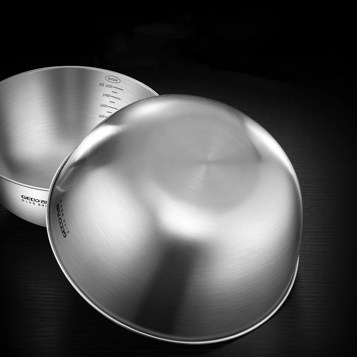 304 Stainless Steel Mixing Bowl (16–30cm) — LFGB Certified with Measuring Scale