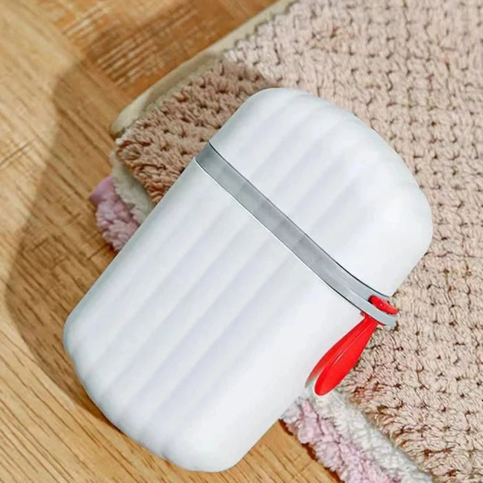 Portable Sealed Soap Box – Waterproof Travel Soap Dish with Draining Design, White 8×5×11cm