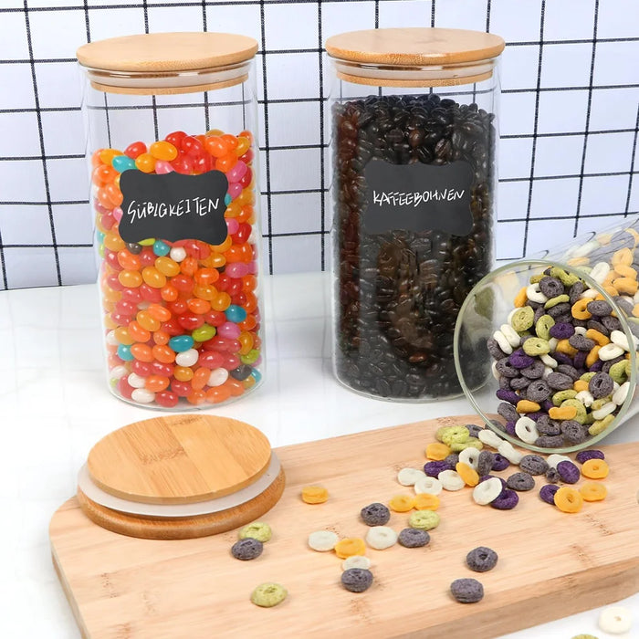 10-piece Glass Storage Jars with Bamboo Lids — Airtight Spice & Food Containers