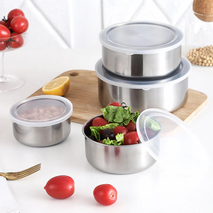 5-Piece Stainless Steel Mixing Bowl Set with Lids — Stackable & Dishwasher Safe