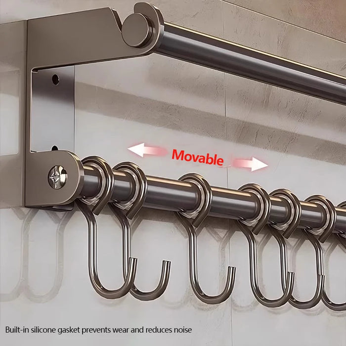 Stainless Steel Double-Rod Kitchen Rack — Spoon Holder & Kitchen Roll Dispenser