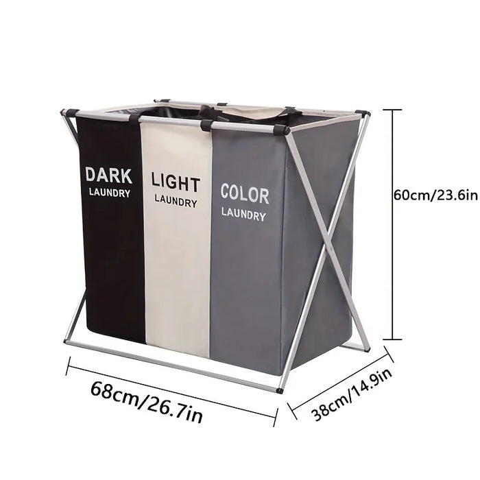 Large Foldable Laundry Sorting Basket – 2 or 3 Compartments, Oxford Fabric