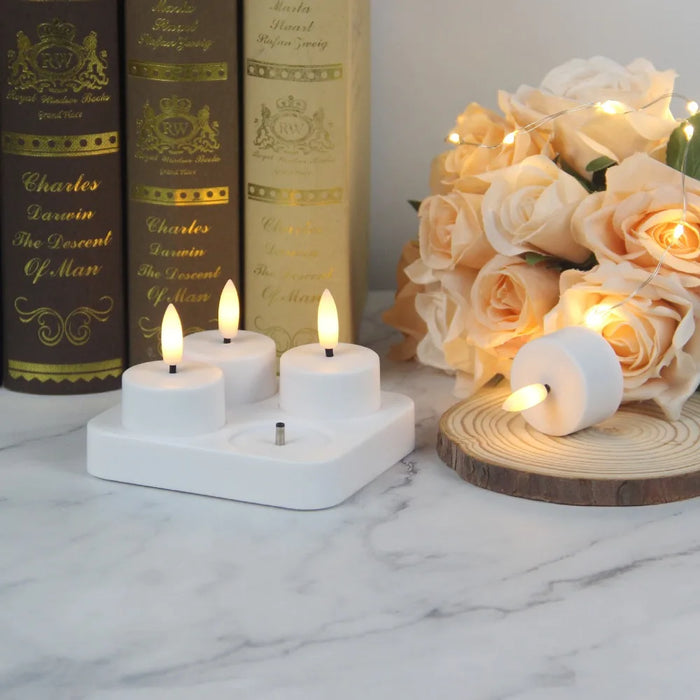 Rechargeable Flameless LED Tea Lights with Remote & Timer — 3D Flicker