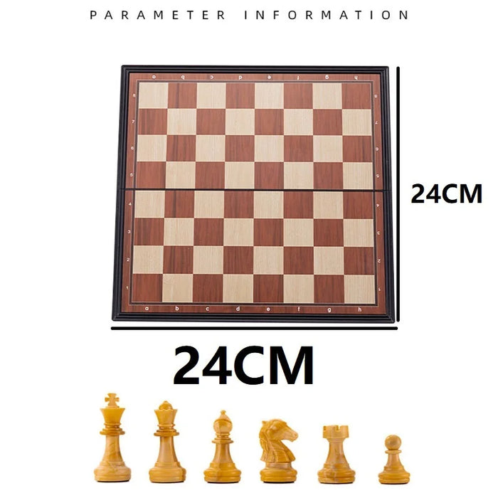 24cm Foldable Magnetic Chess, Checkers & Backgammon Board (QLYX02)