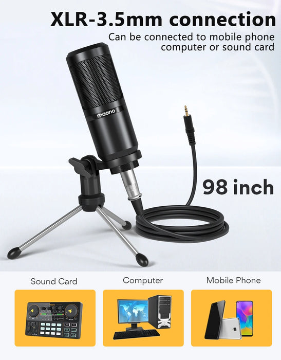 PM360TR Condenser Tabletop Microphone — 3.5mm Cardioid for PC, Phone & Recording