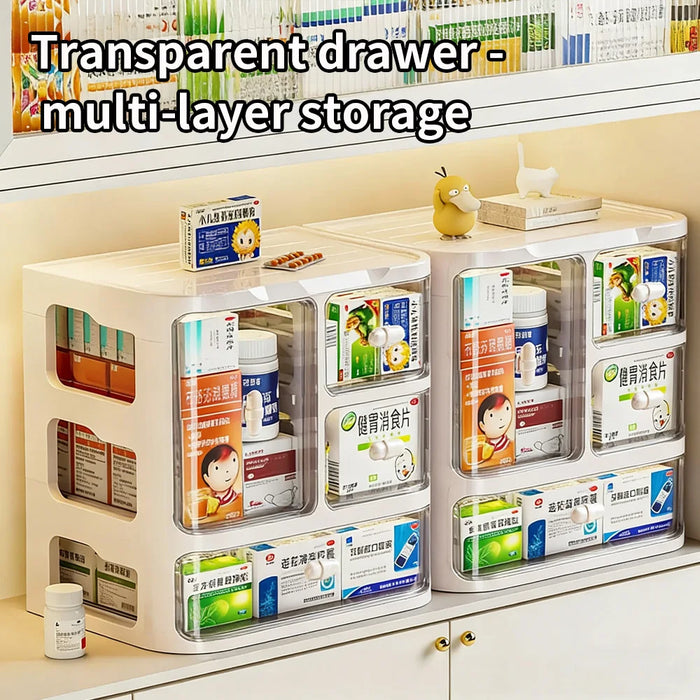 Large Capacity Medicine Organiser — Multi-layer Drawer Pill Storage (Plastic)