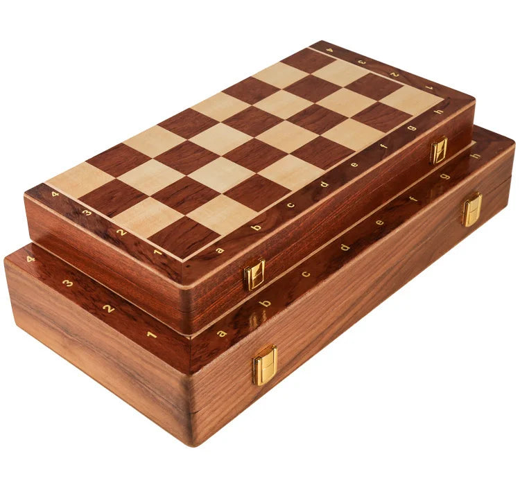 Handcrafted Folding Wooden Chess Set – 39 x 39 cm, Solid Wood Pieces