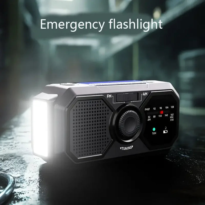 Portable Solar Emergency AM/FM Radio with Hand Crank, USB-C Charger and Torch