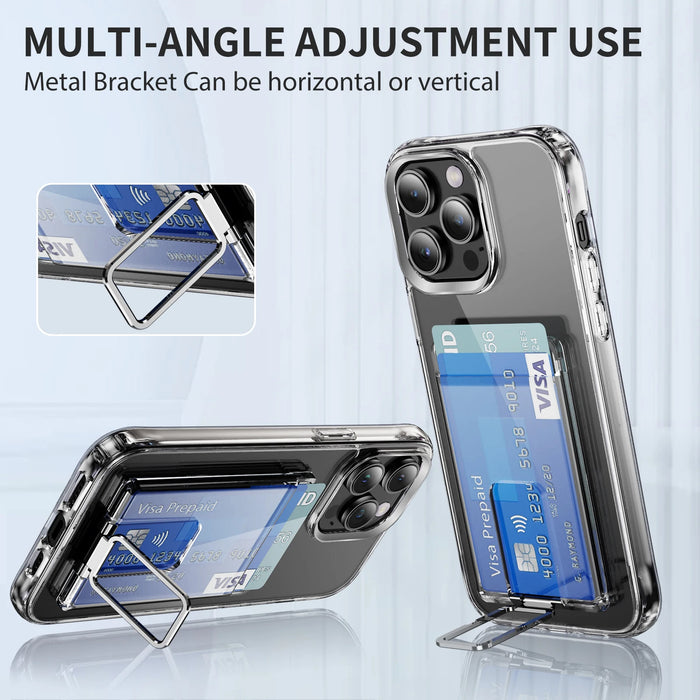 Transparent MagSafe Card Wallet & Stand for iPhone – Clear PC Case