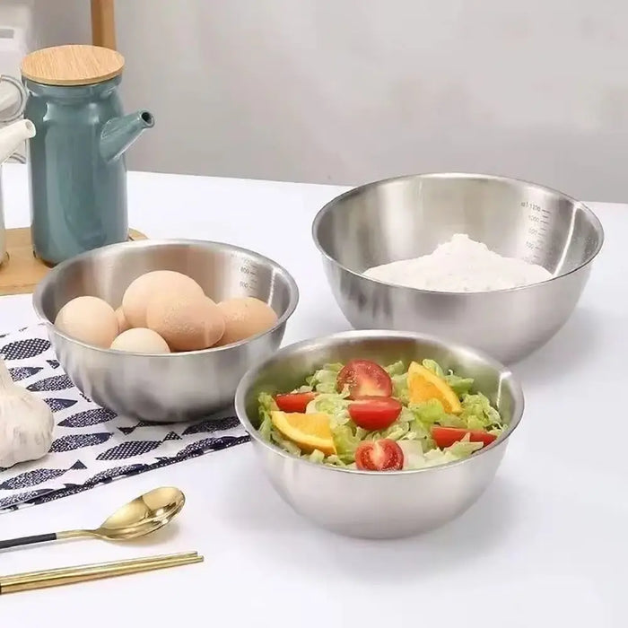 Stainless Steel Salad & Mixing Bowl (with Scale) — 5 sizes 700–3000ml