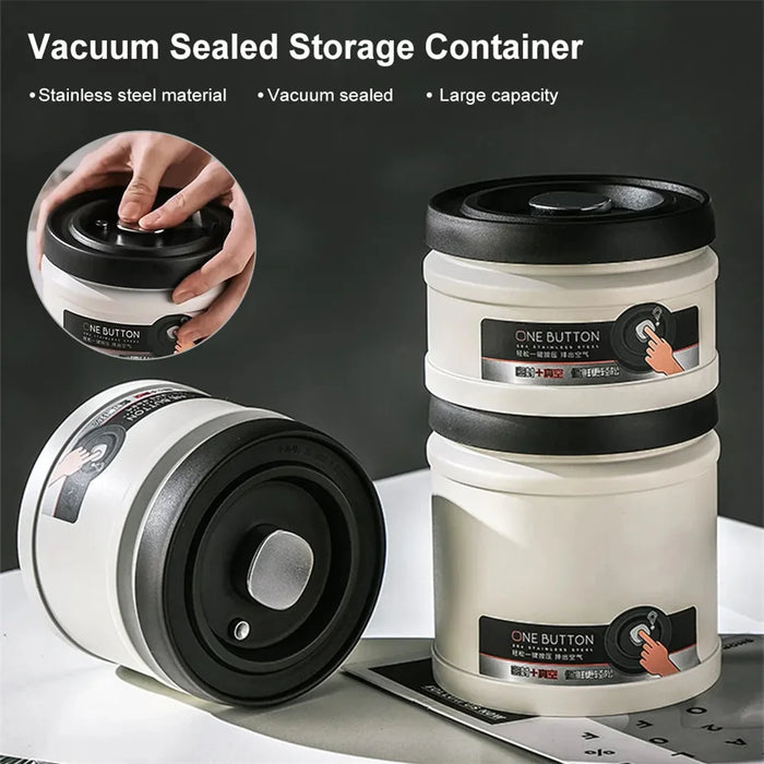 Stainless Steel Vacuum Coffee Canister — Airtight Storage for Beans, Tea & Dry Foods