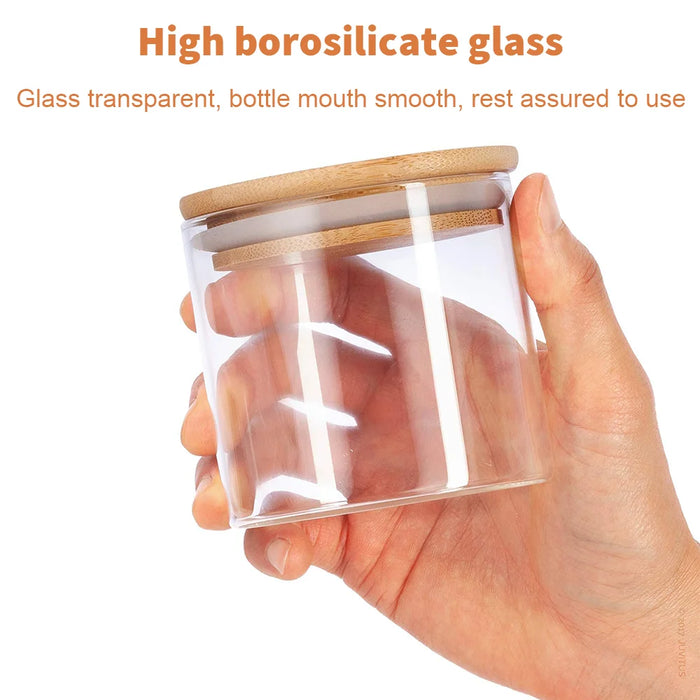10-piece Glass Storage Jar Set – 5 x 250ml & 5 x 350ml with Wood Lids