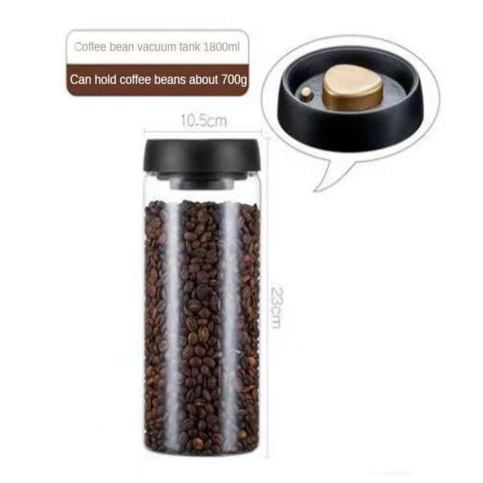 Vacuum-Sealed Glass Storage Jar for Coffee & Tea — Multiple Sizes