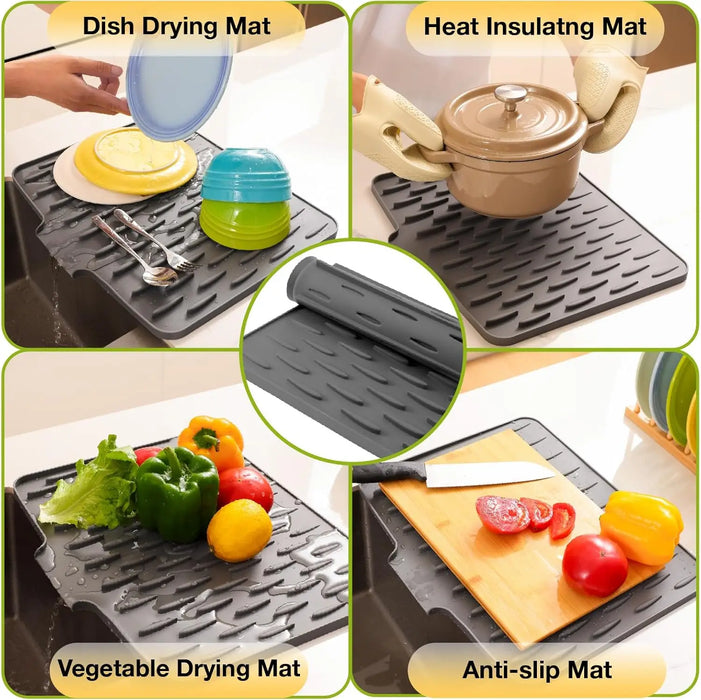 Silicone Dish Drying Mat — Fast Drainage, Heat-Resistant & Non-Slip