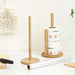 Bamboo Paper Towel Holder – Vertical Anti-Skid Tissue Stand for Kitchen & Home