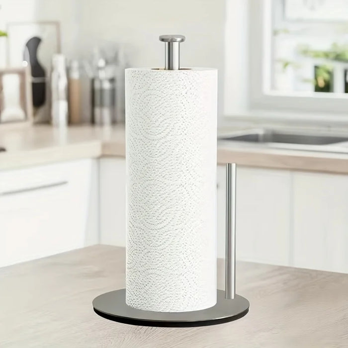 Stainless Steel Paper Towel Holder with Weighted Base — Heavy-Duty Countertop Dispenser