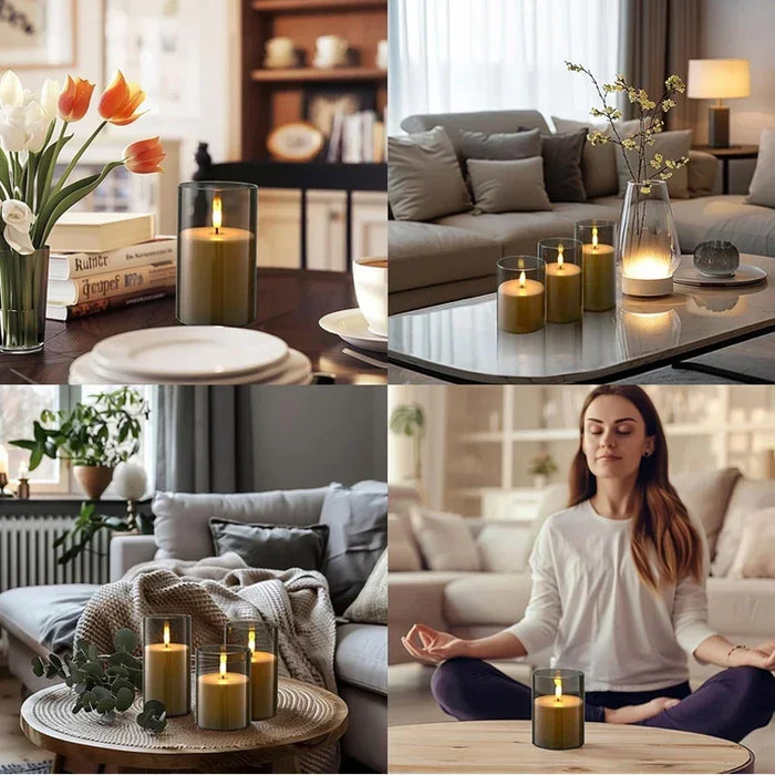 LED Flameless Acrylic Candles with Remote & Timer – Flickering, Battery Powered
