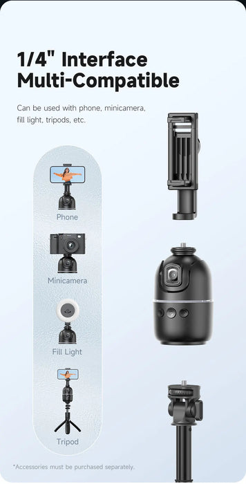 P03 360° Auto Face-Tracking AI Phone Gimbal — Desktop Tripod Holder for Vlog & Live