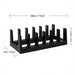 6-Compartment Pot Lid Organiser – Space-Saving Plastic Kitchen Rack (Grey/Black)