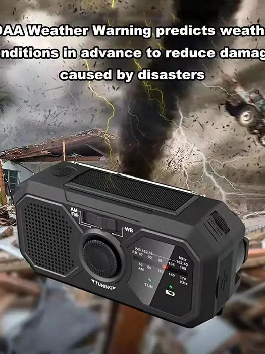 Portable Solar Emergency AM/FM Radio with Hand Crank, USB-C Charger and Torch