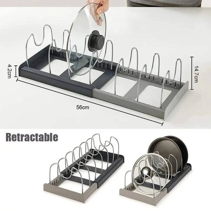 Expandable Stainless-Steel Pot & Pan Organizer Rack with 7 Dividers
