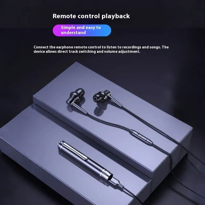 Pen-style Digital Voice Recorder — 12‑hour Continuous, 192kbps, One-button